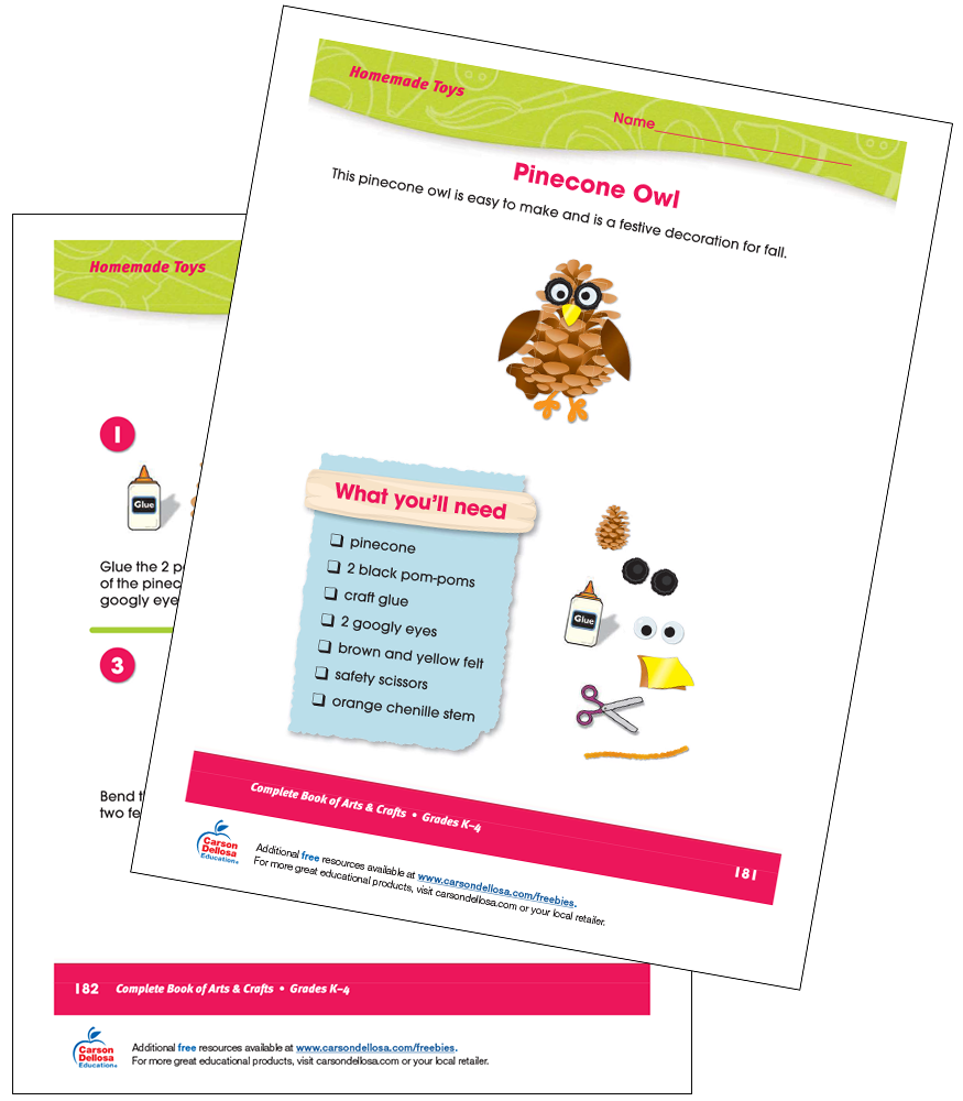 Pinecone Owl Craft Free Activity Carson Dellosa Pinecone owl craft free activity carson dellosa