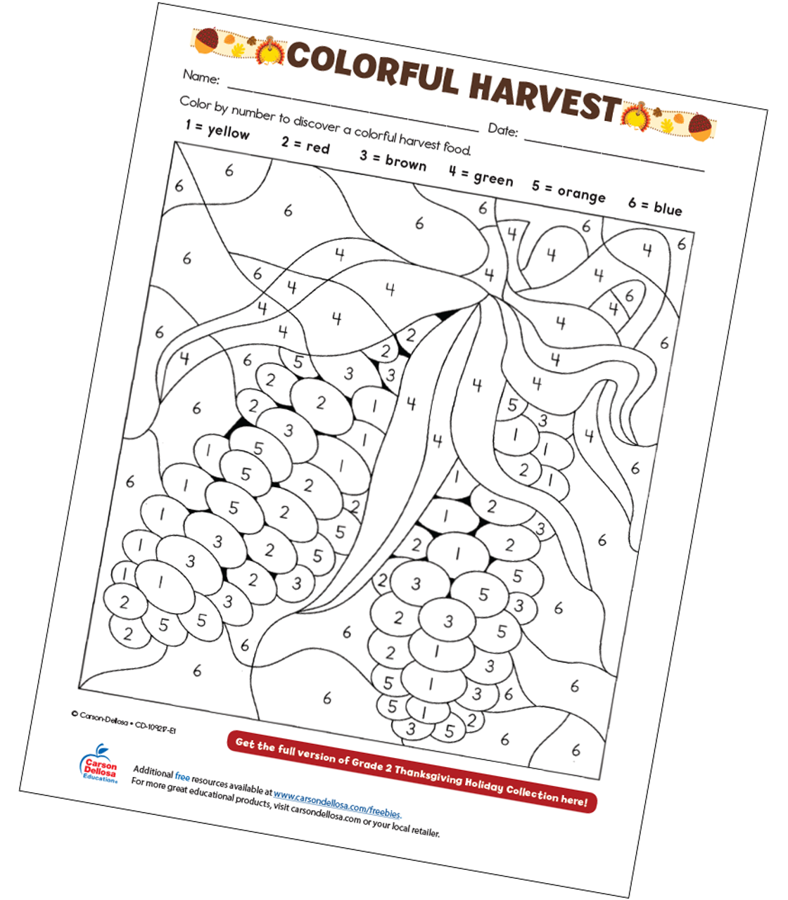 colorful harvest free printable carson dellosa