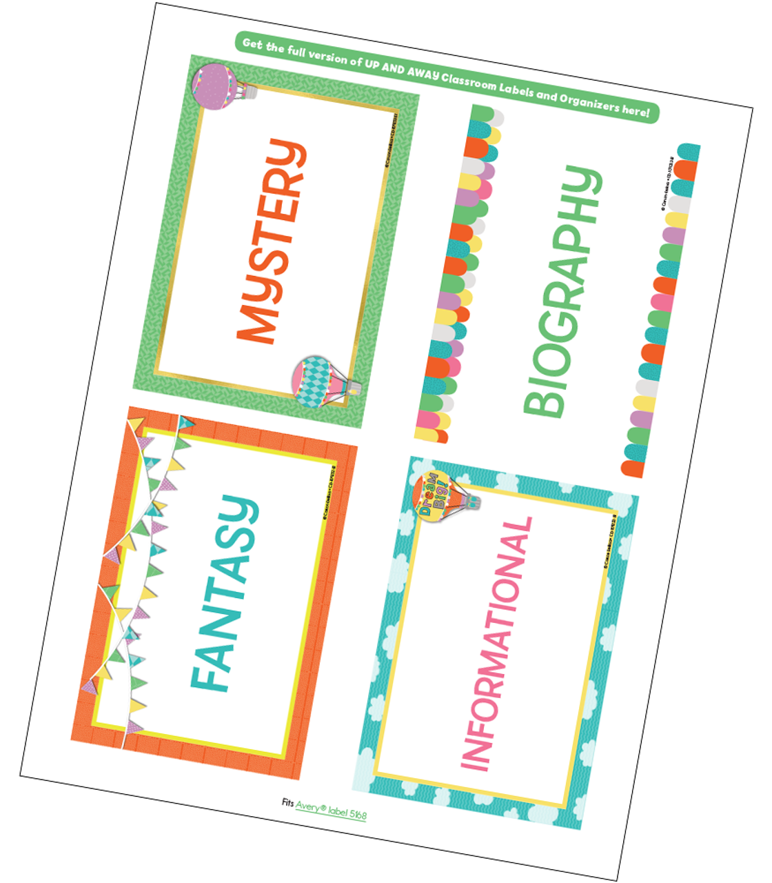 up and away classroom library labels free printable carson dellosa