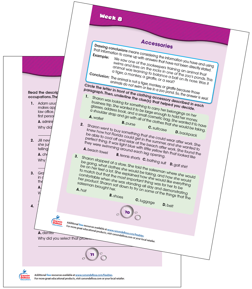 Week 8 Grades 4-5 Free Printable | Carson Dellosa