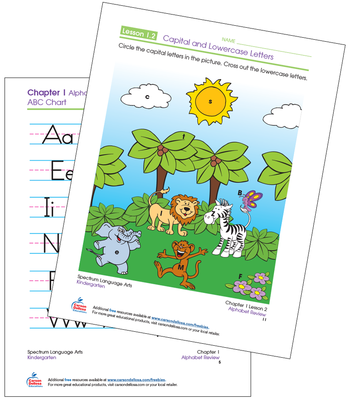 identifying capital and lowercase letters kindergarten free printable carson dellosa
