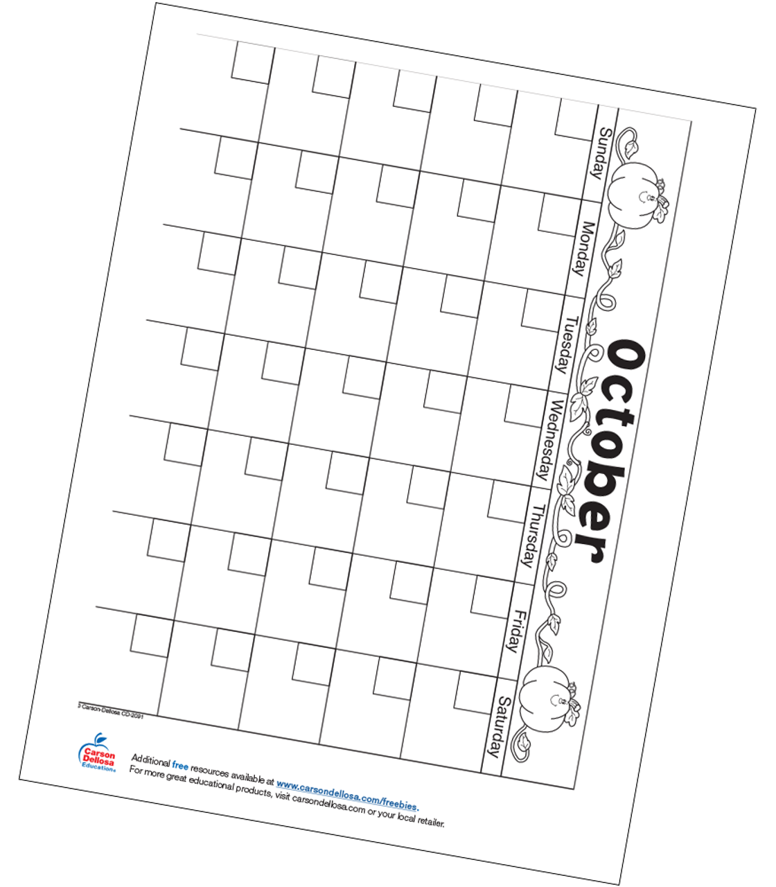 october calendar free printable carson dellosa