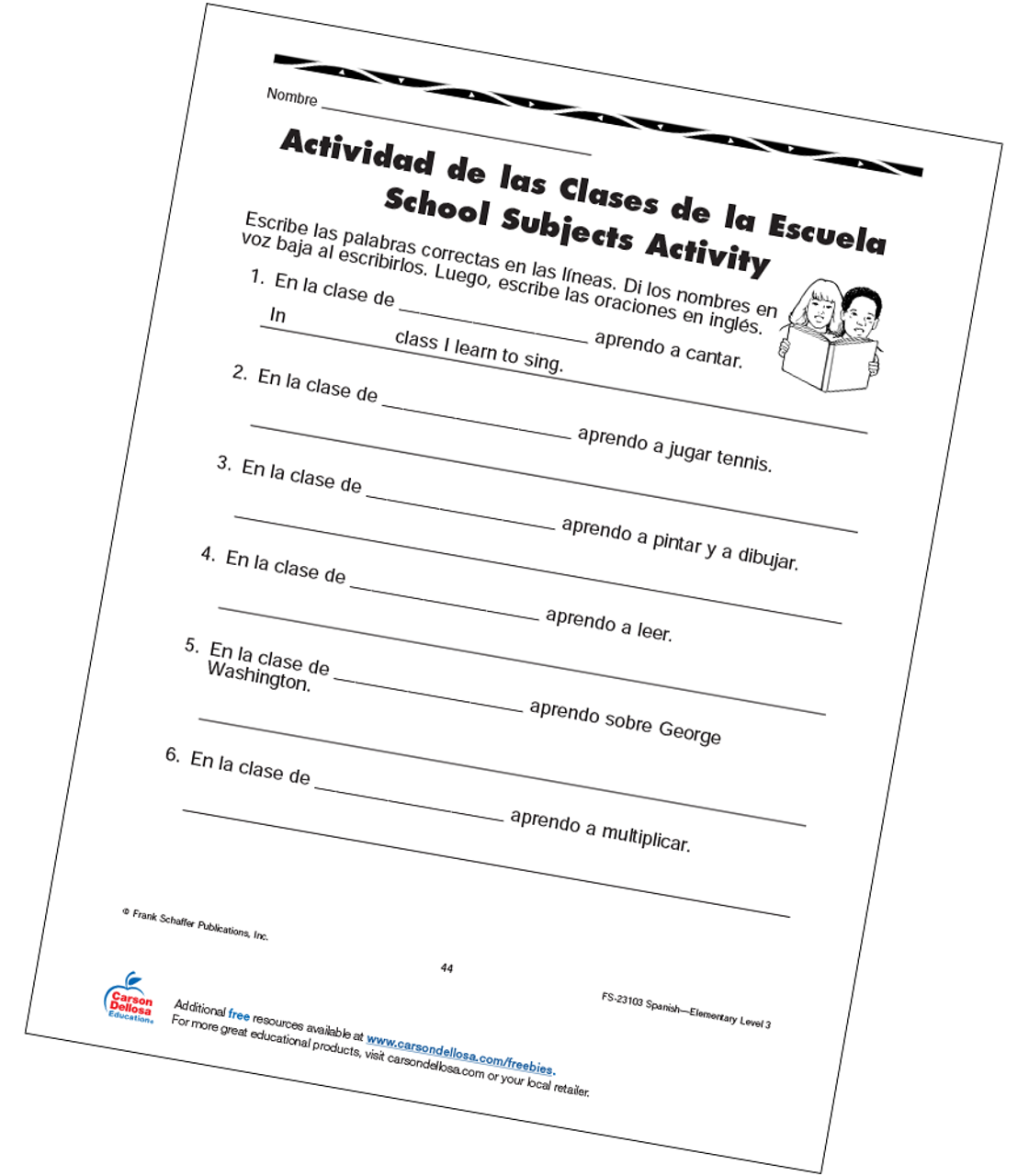 school subjects activity grade 3 bilingual free printable