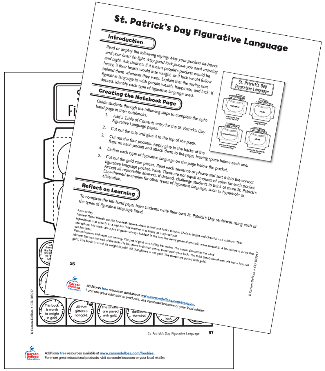 st patrick s day figurative language free printable carson dellosa