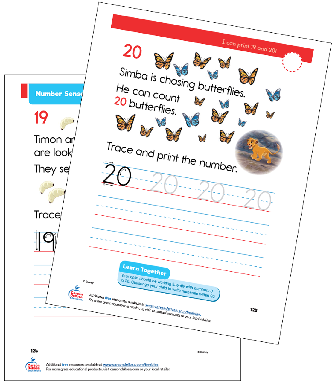 number sense 19 and 20 disney learning free printable carson dellosa