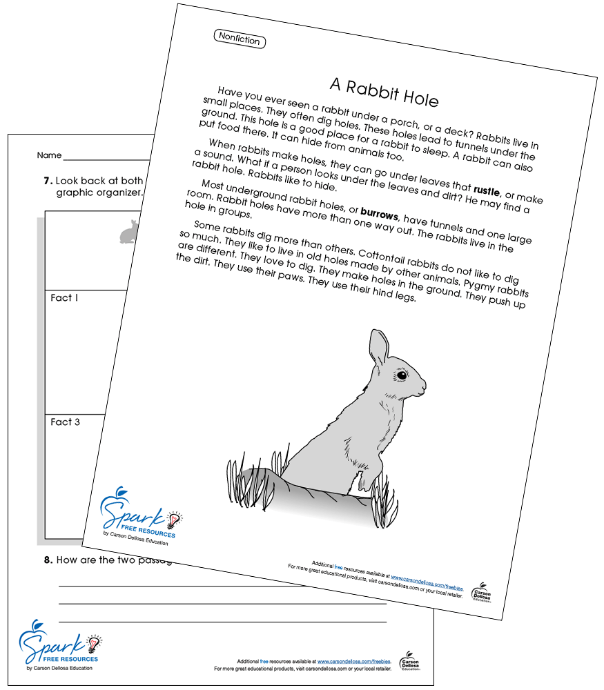Paired Passages for Critical Thinking: Rabbit Free Printable | Carson Dellosa