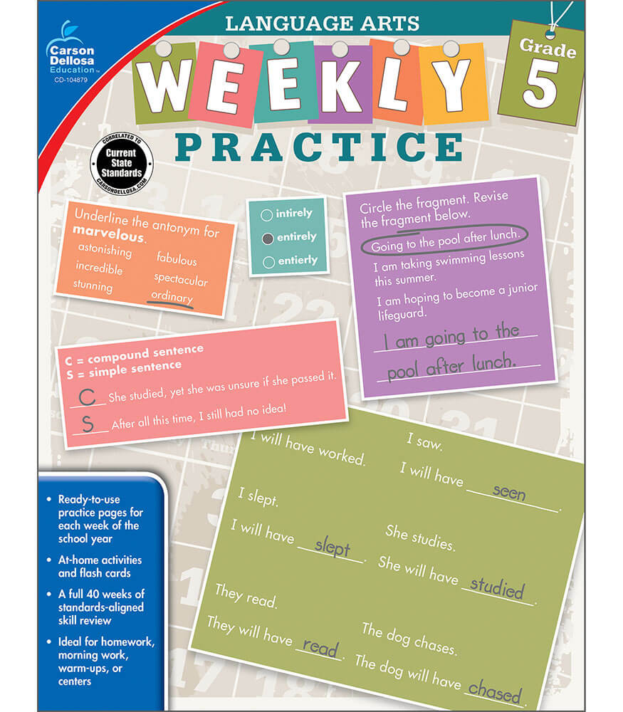 Weekly Practice: Language Arts Workbook Grade 5 eBook