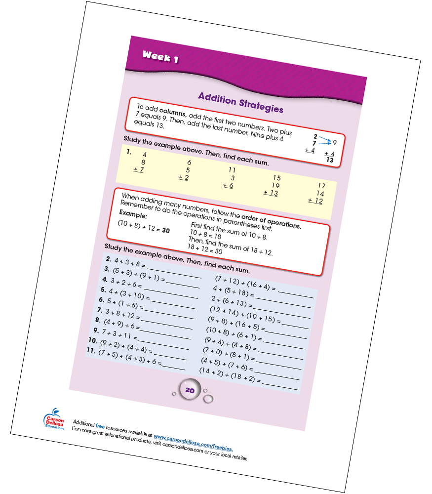 Addition Strategies Free Printable | Carson Dellosa