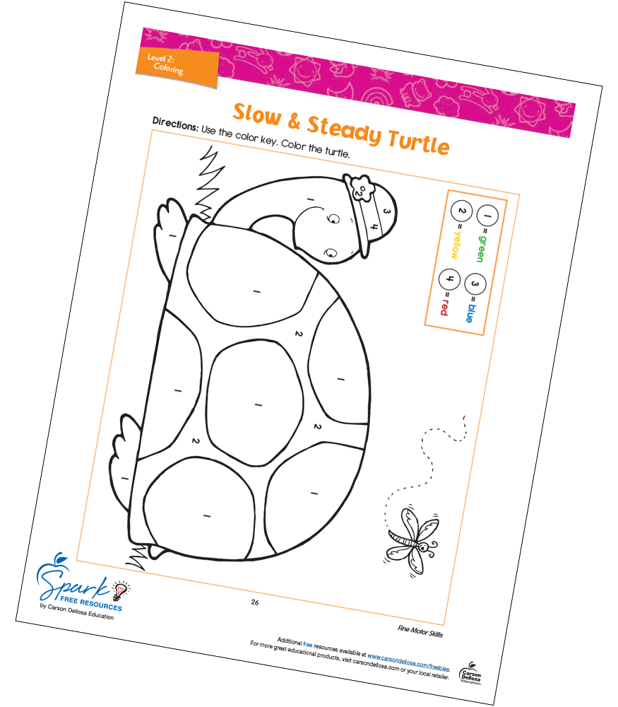 Slow &amp; Steady Turtle Color By Number Free Printable | Carson Dellosa