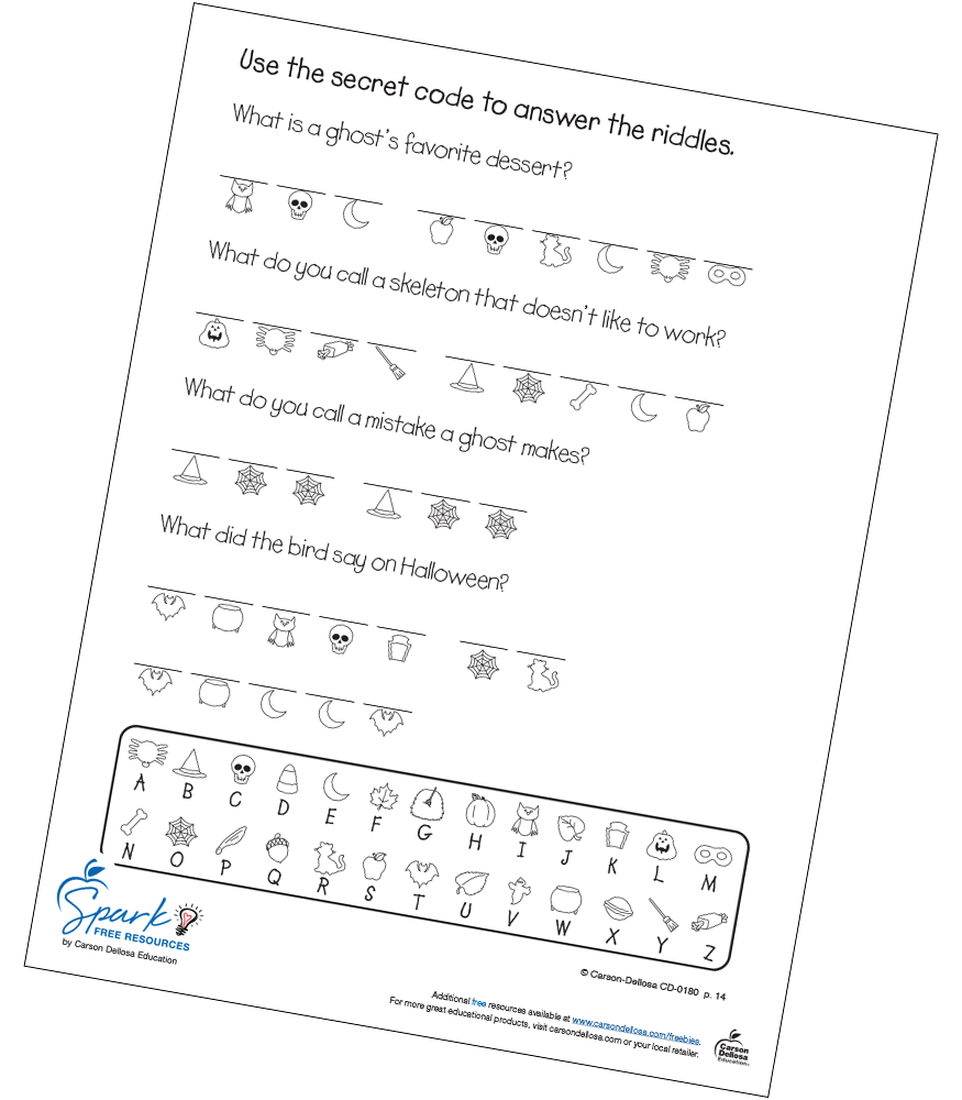 Halloween Secret Riddles Free Printable | Carson Dellosa