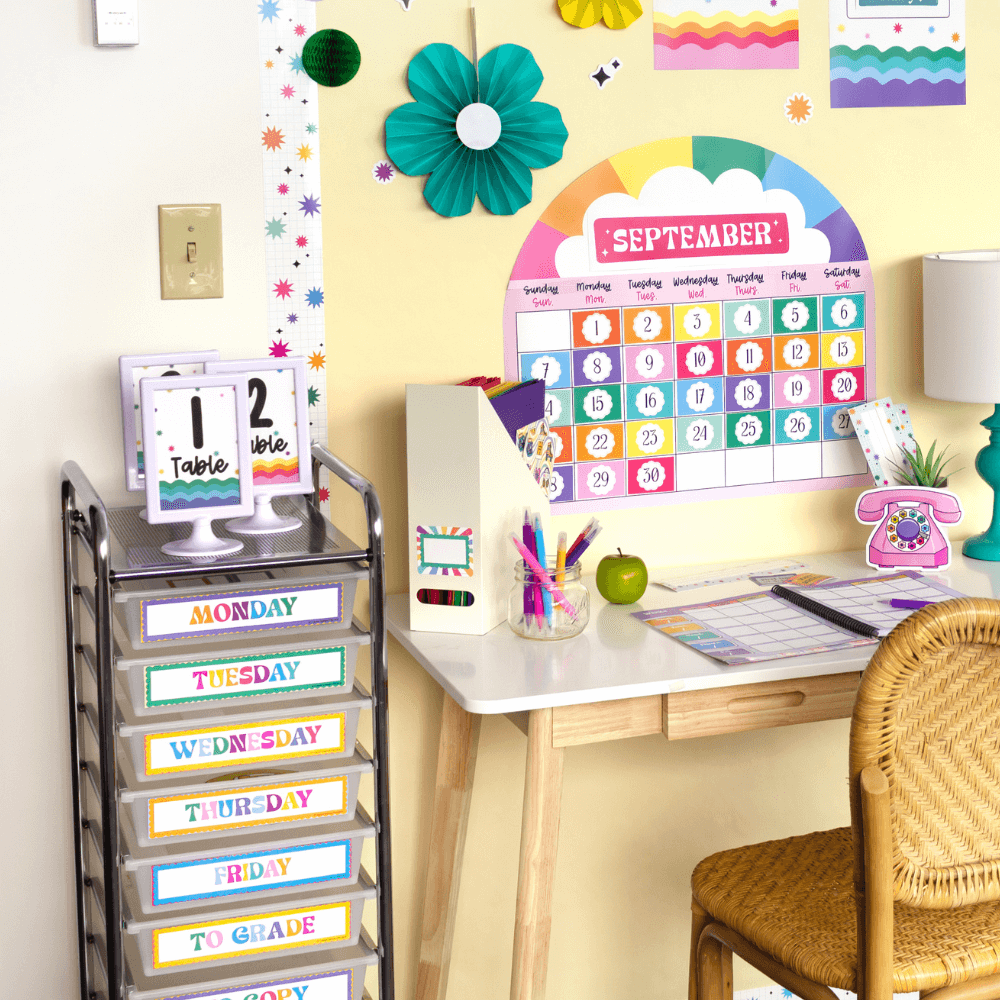 Editable Retro Remix Drawer Cart Labels | Carson Dellosa