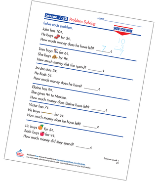 Math Problem Solving Grades 1-2 Free Printable | Carson Dellosa