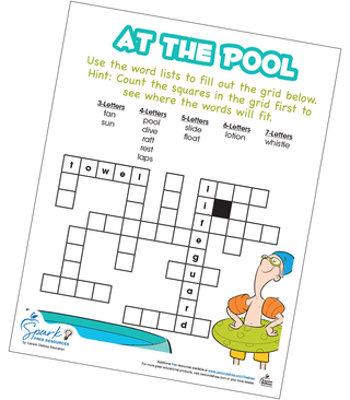 At The Pool Crossword Puzzle Free Printable Carson Dellosa