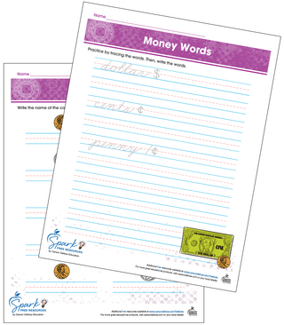 Money Words Cursive Handwriting Free Printable | Carson Dellosa