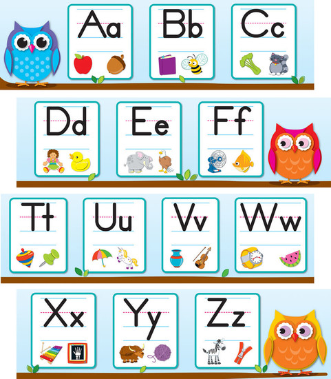 Colorful Owls Alphabet Mini Bulletin Board Set image
