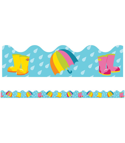 Spring Showers Scalloped Bulletin Board Borders image