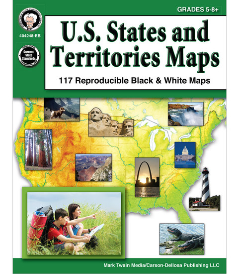 Mark Twain U.S. States and Territories Maps, Grades 5 - 8 Teacher