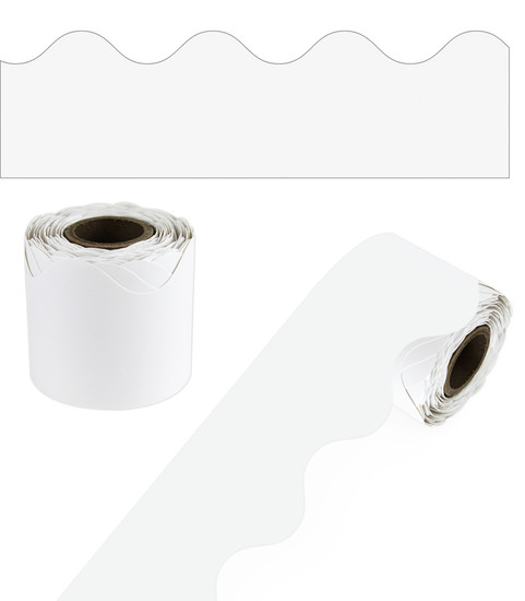 36' White Rolled Scalloped Bulletin Board Borders image