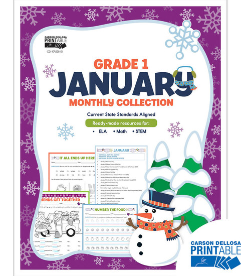 Carson-Dellosa January Monthly Collection, Grade 1 Teacher