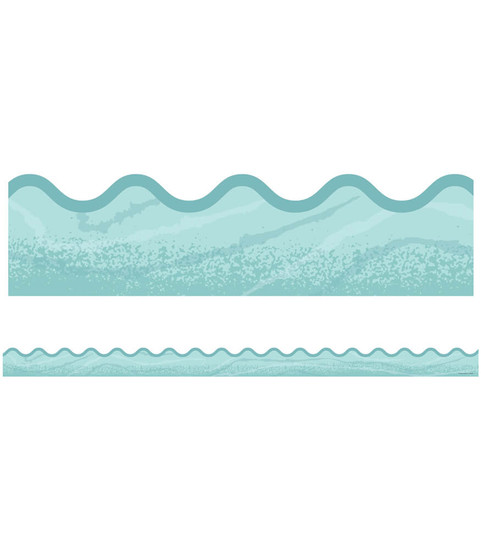 Blue Woodgrain Scalloped Bulletin Board Borders image