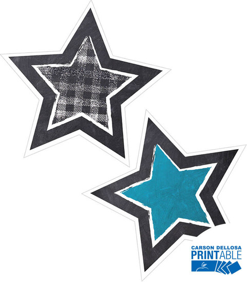 Schoolgirl Style Twinkle, Twinkle, You're A Star! Chalkboard Star Printable Cut-Outs Teacher