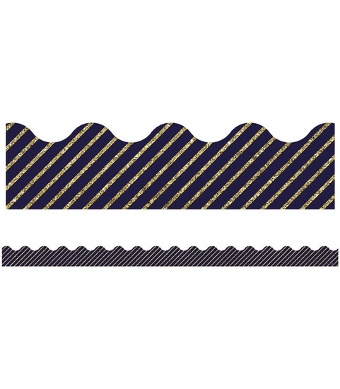 Gold Glitter and Navy Stripe image