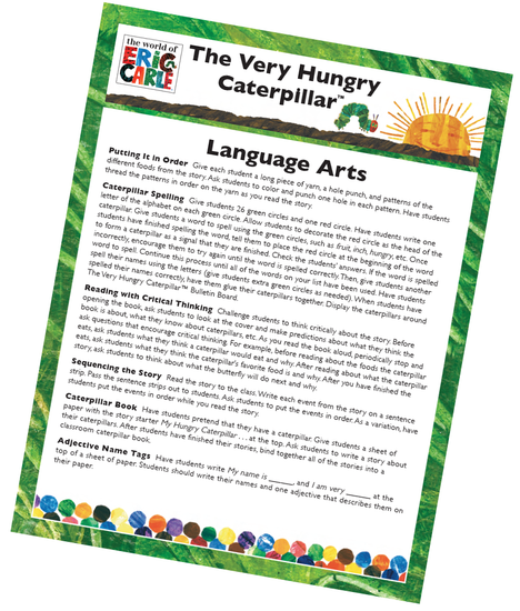 The Very Hungry Caterpillar Language Arts Activity Free Printable