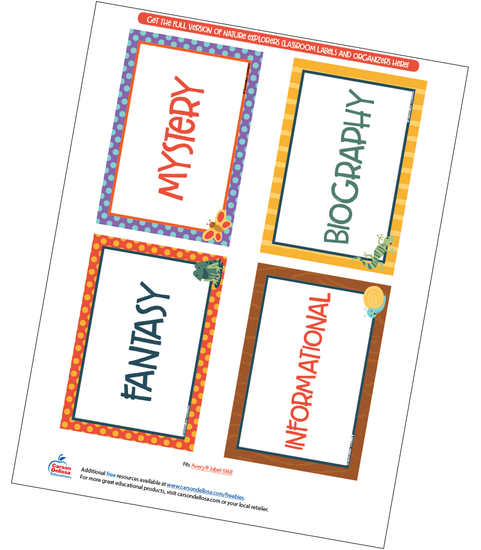 Nature Explorers Library Labels Free Printable