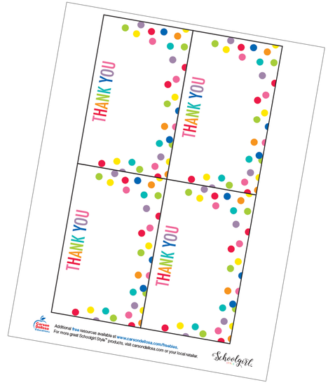 schoolgirl style confetti thank you cards free printable carson dellosa