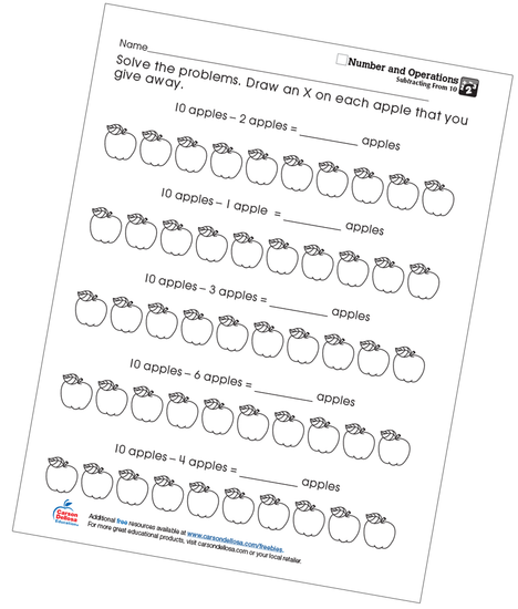 Subtracting from 10 Free Printable