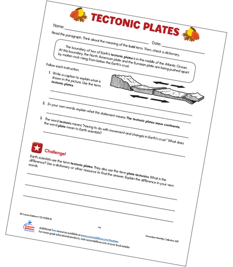 Tectonic Plates Free Printable Sample Image