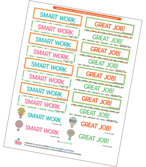 Up and Away Motivational Word Stickers Free Printable Sample Image