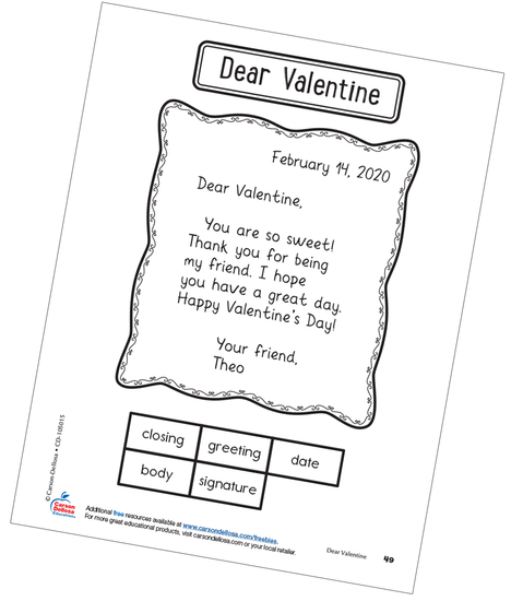 Dear Valentine Interactive Notebook Free Printable