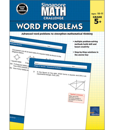 Carson-Dellosa Singapore Math Challenge Word Problems, Grades 5 - 8 Parent