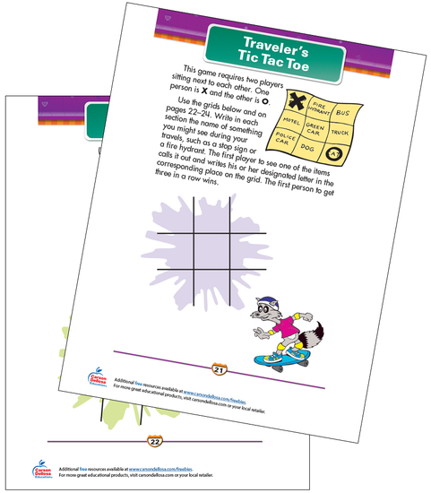 Traveler's Tic Tac Toe Free Printable Sample Image