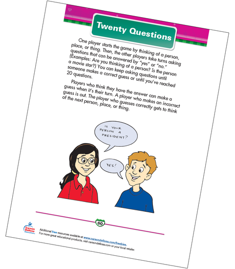 Twenty Questions Free Printable Sample Image