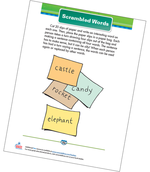 Scrambled Words Free Printable Sample Image