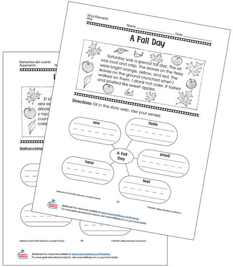 A Fall Day Grade 1 Bilingual Free Printable Worksheet