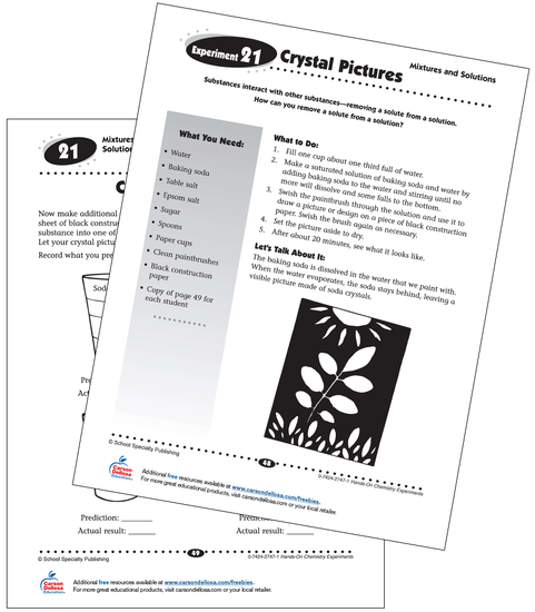 Crystal Pictures Experiment Grades 3-5 Free Printable Activity