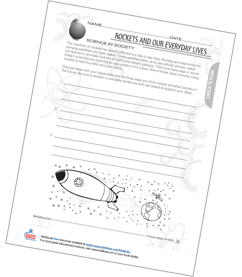 Rockets and Our Everyday Lives Grades 3-4 Free Printable Worksheet