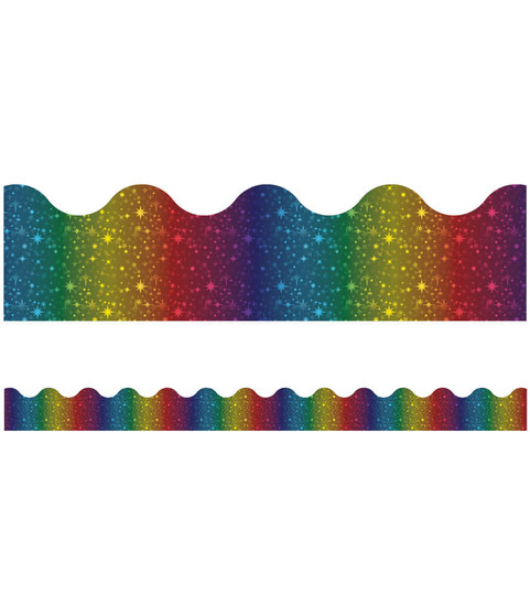 Rainbow Foil Scalloped Bulletin Board Borders image