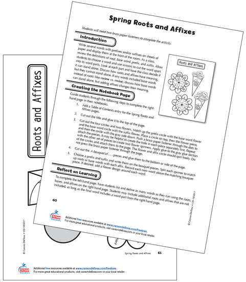 Spring Roots and Affixes Free Printable