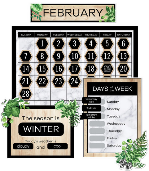 Simply Boho Calendar Bulletin Board Set image