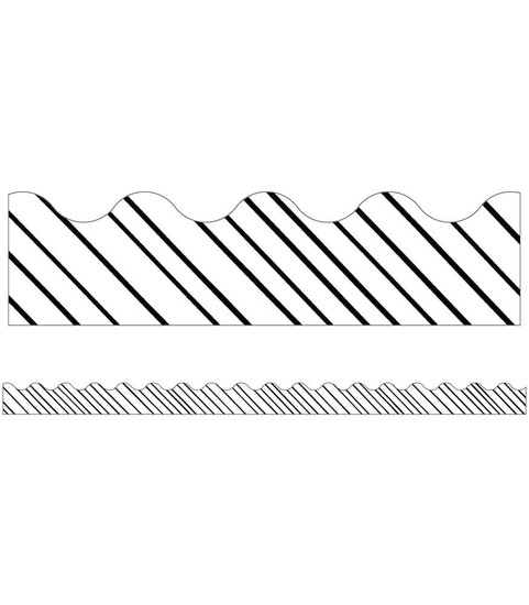 Black & White Stripes Scalloped Bulletin Board Borders image
