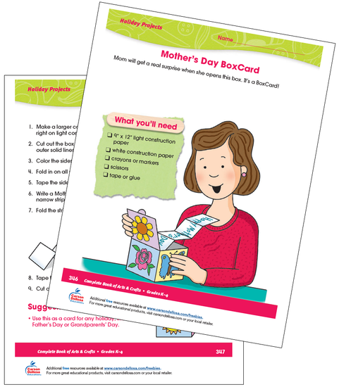 Mother's Day BoxCard Grades K-4 Free Printable