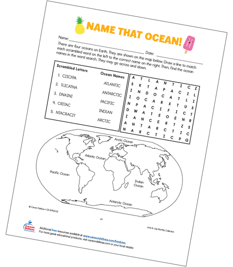 Name That Ocean Grade 1 Free Printable