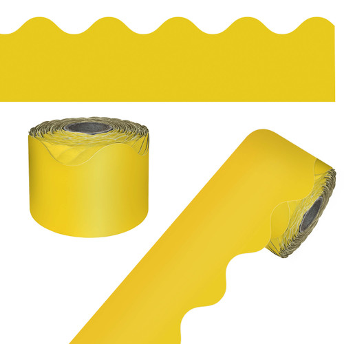 65' Yellow Rolled Scalloped Bulletin Board Borders image