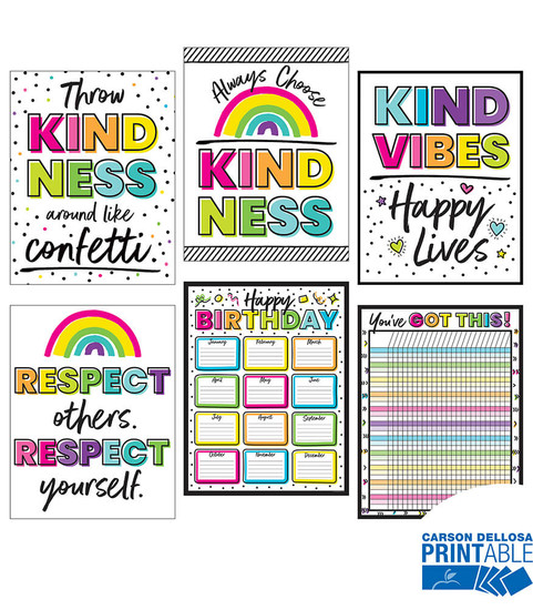 Carson-Dellosa Kind Vibes Printable Poster and Chart Pack Teacher