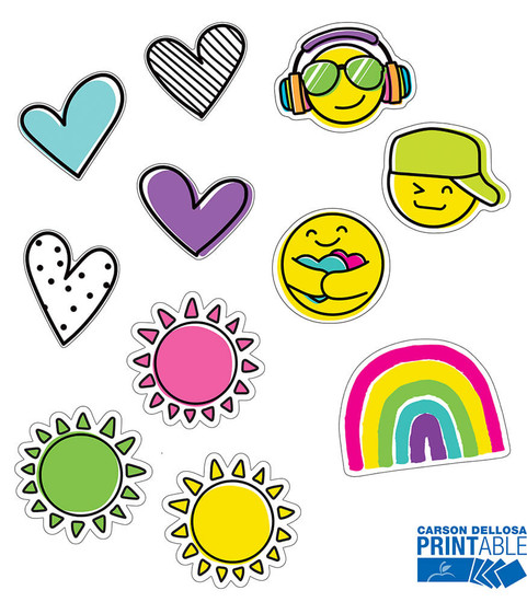 Carson-Dellosa Kind Vibes Printable Cut-Outs Variety Pack Teacher