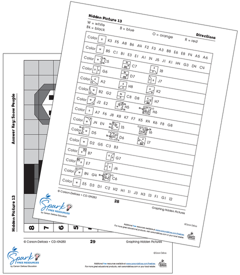 Graphing Hidden Pictures: Snow People Free Printable